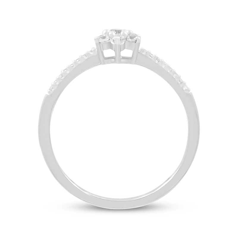 Diamond Flower Promise Ring 1/5 ct tw 10K White Gold