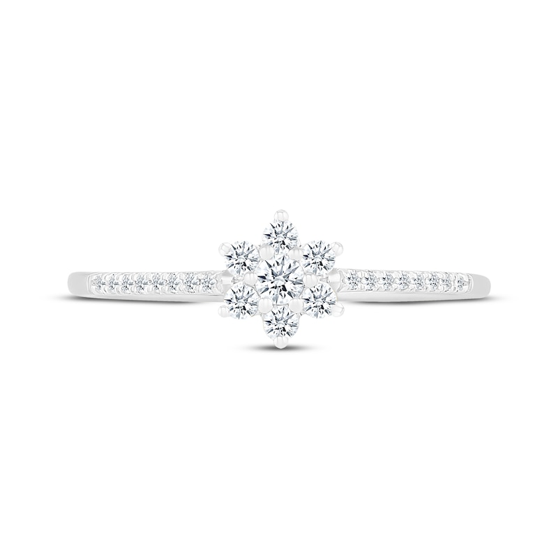 Diamond Flower Promise Ring 1/5 ct tw 10K White Gold