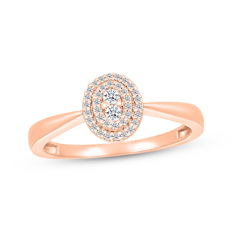 Multi-Diamond Center Oval Promise Ring 1/6 ct tw 10K Rose Gold