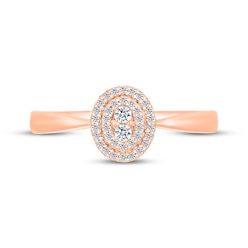 Multi-Diamond Center Oval Promise Ring 1/6 ct tw 10K Rose Gold