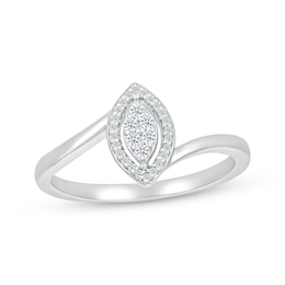 Multi-Diamond Marquise Promise Ring 1/10 ct tw 10K White Gold