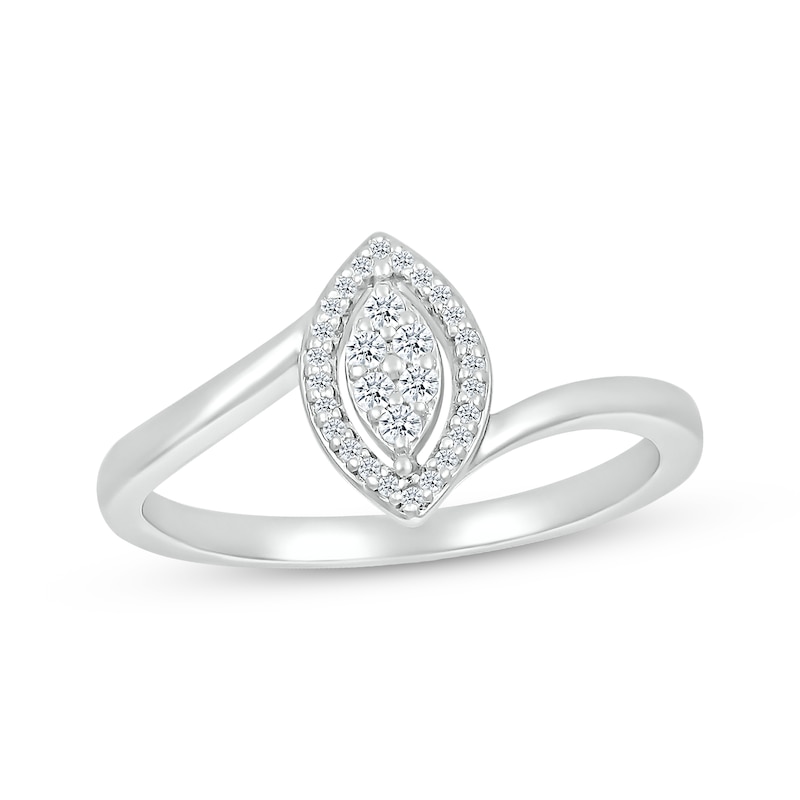 Main Image 1 of Multi-Diamond Marquise Promise Ring 1/10 ct tw 10K White Gold