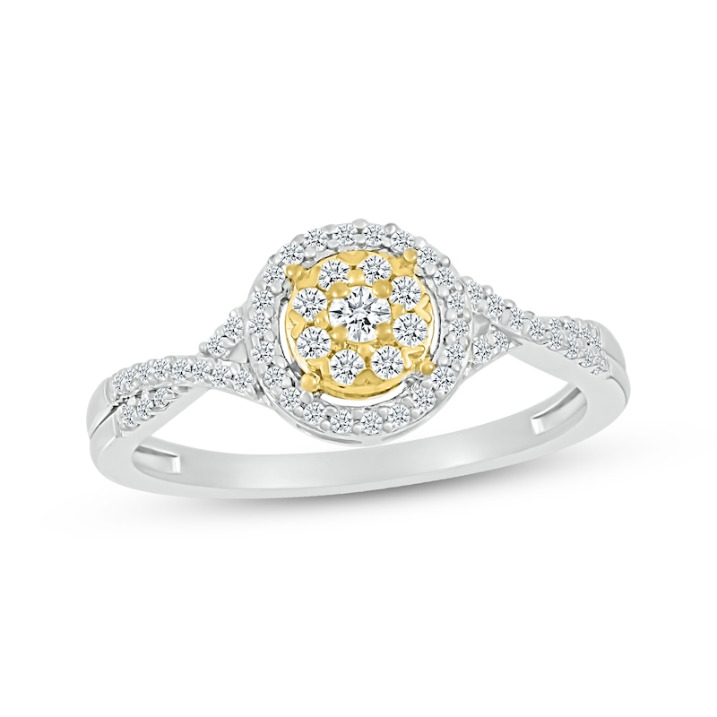 Diamond Twist Promise Ring 1/4 ct tw Round-cut 10K Two-Tone Gold