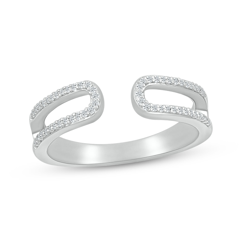 Main Image 1 of Diamond Open Paperclip Ring 1/8 ct tw Round-cut Sterling Silver