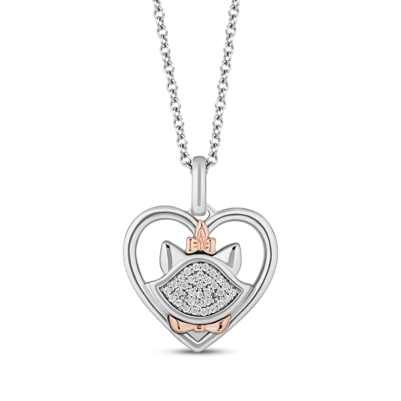 Main Image 1 of Disney Treasures The Aristocats Diamond Heart Necklace 1/15 ct tw Sterling Silver & 10K Rose Gold 19&quot;