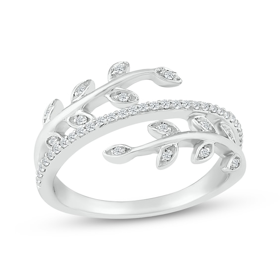 Diamond Branch Bypass Ring 1/6 ct tw Sterling Silver