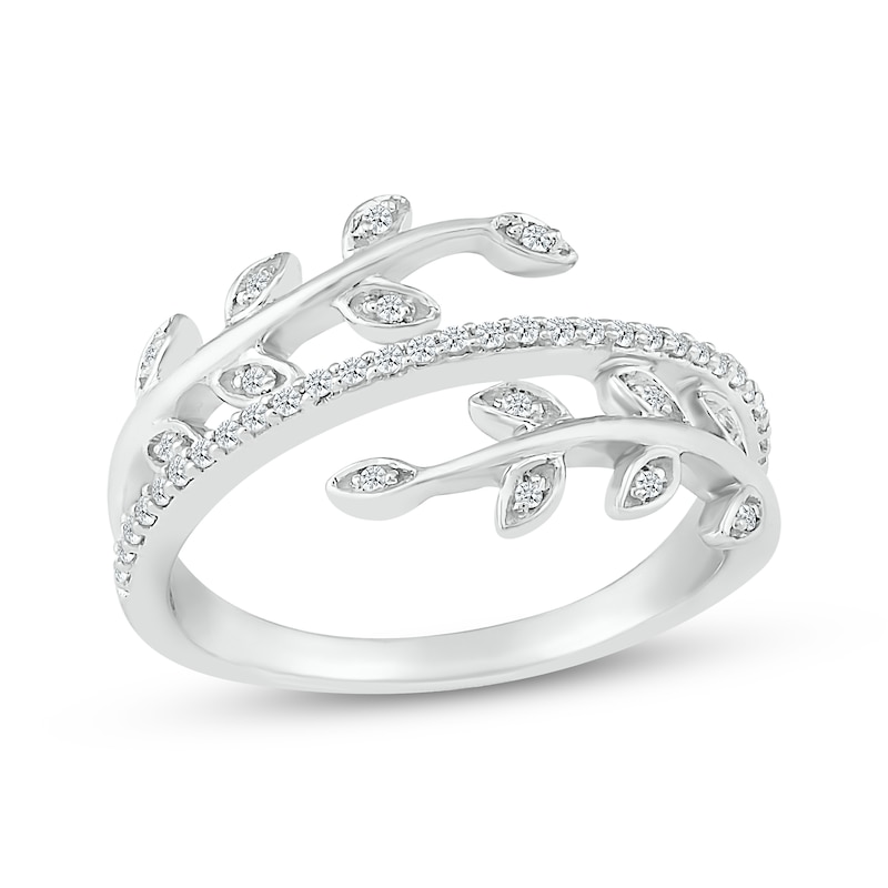 Diamond Branch Bypass Ring 1/6 ct tw Sterling Silver