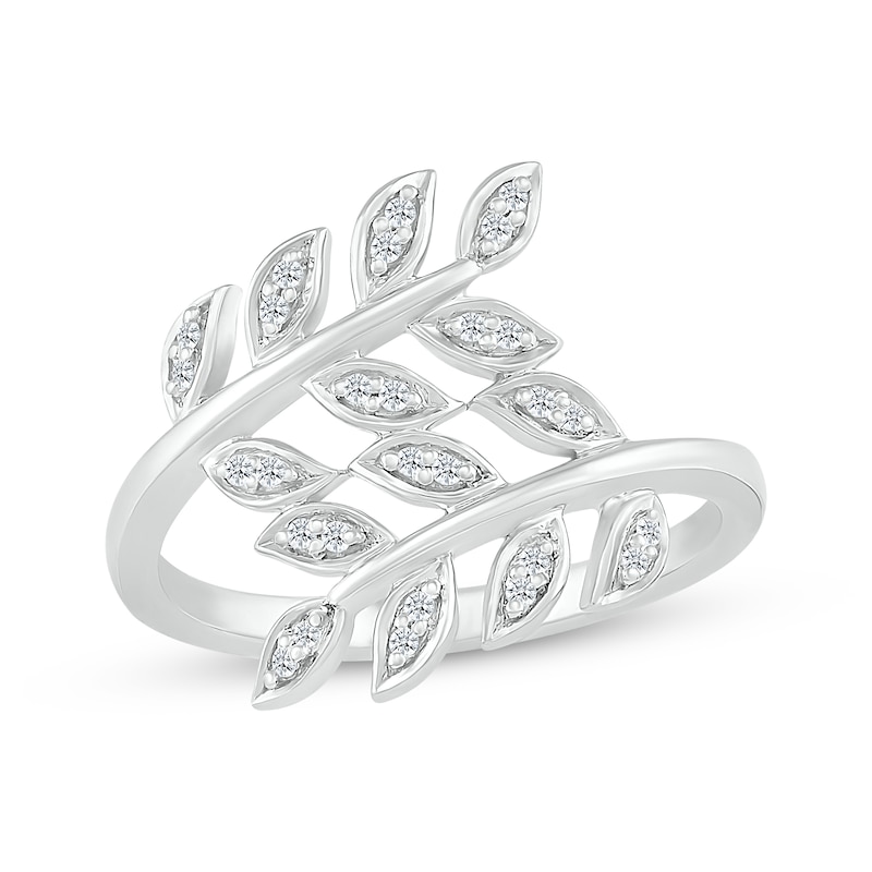 Main Image 1 of Diamond Branch Bypass Ring 1/8 ct tw Sterling Silver