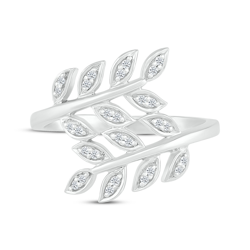 Main Image 2 of Diamond Branch Bypass Ring 1/8 ct tw Sterling Silver