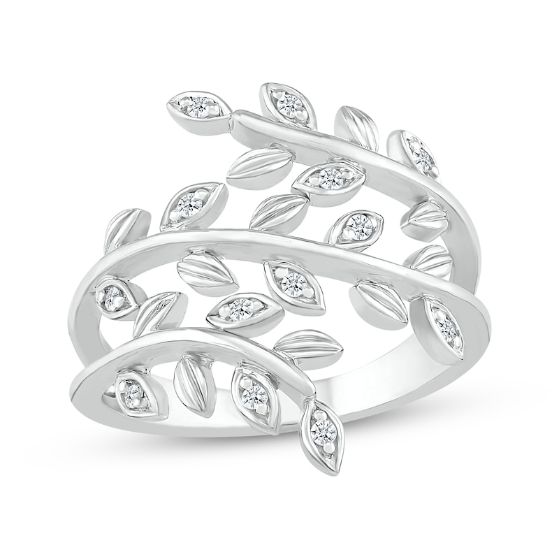 Main Image 1 of Diamond Branch Bypass Ring 1/10 ct tw Sterling Silver