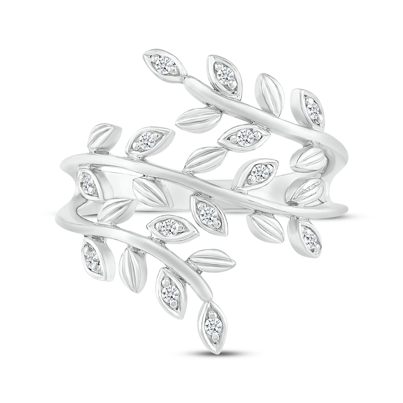 Main Image 2 of Diamond Branch Bypass Ring 1/10 ct tw Sterling Silver