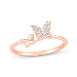 Diamond Butterfly Ring 1/20 ct tw 10K Rose Gold