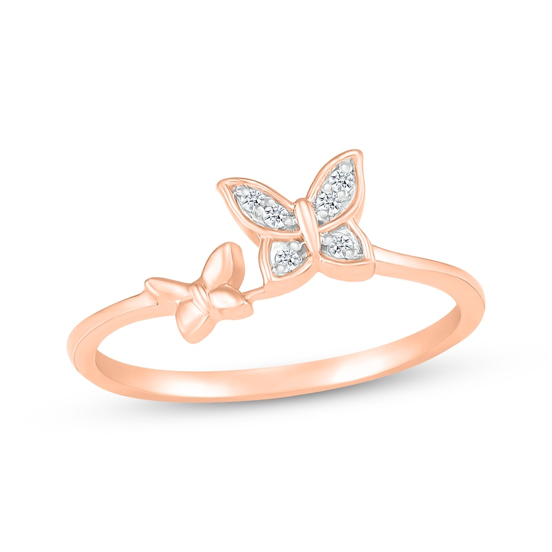 Main Image 1 of Diamond Butterfly Ring 1/20 ct tw 10K Rose Gold