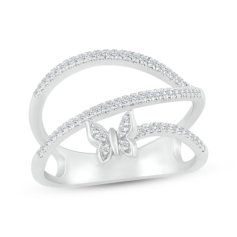 Main Image 1 of Diamond Butterfly Orbit Ring 1/4 ct tw Sterling Silver