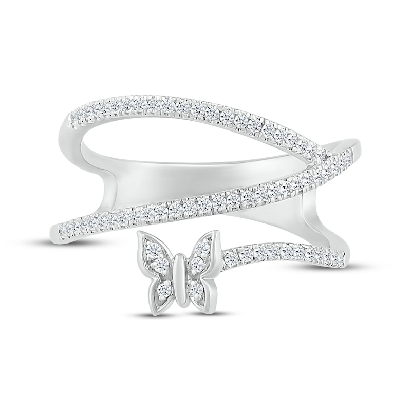Main Image 2 of Diamond Butterfly Orbit Ring 1/4 ct tw Sterling Silver