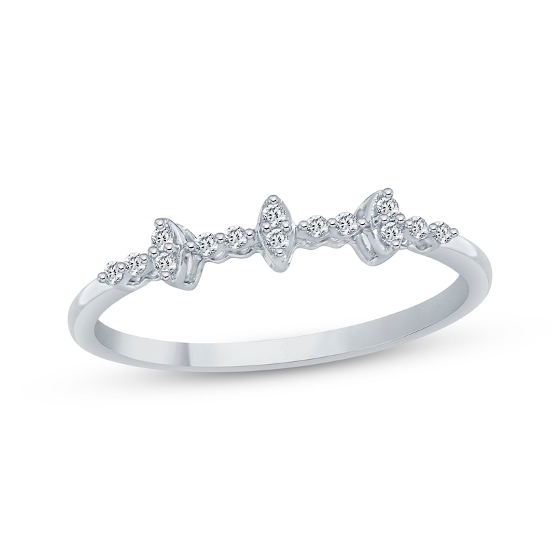 Main Image 1 of Diamond Marquise Stackable Ring 1/10 ct tw 10K White Gold