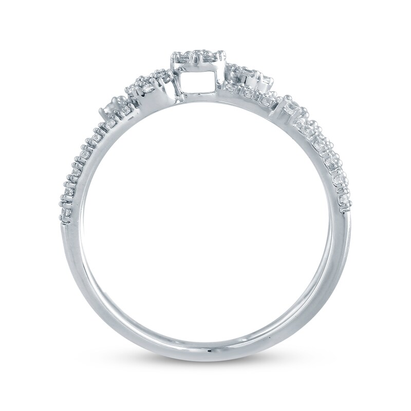 Diamond Cluster Crossover Ring 1/3 ct tw 10K White Gold