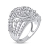 Thumbnail Image 1 of Diamond Flower Halo Swirl Ring 2 ct tw 10K White Gold