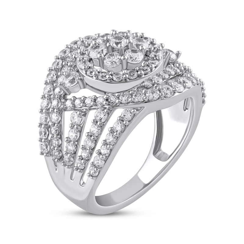 Diamond Flower Halo Swirl Ring 2 ct tw 10K White Gold