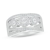 Thumbnail Image 1 of Multi-Diamond Cluster Crossover Ring 1/2 ct tw Sterling Silver