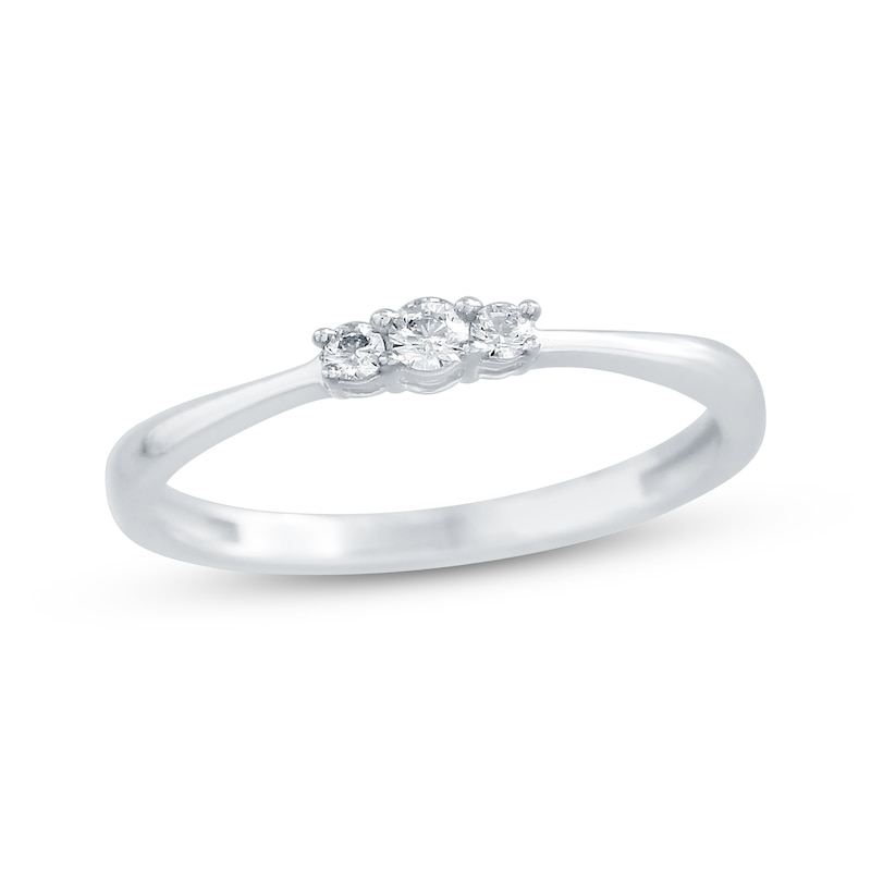 Diamond Three-Stone Stackable Ring 1/10 ct tw 10K White Gold