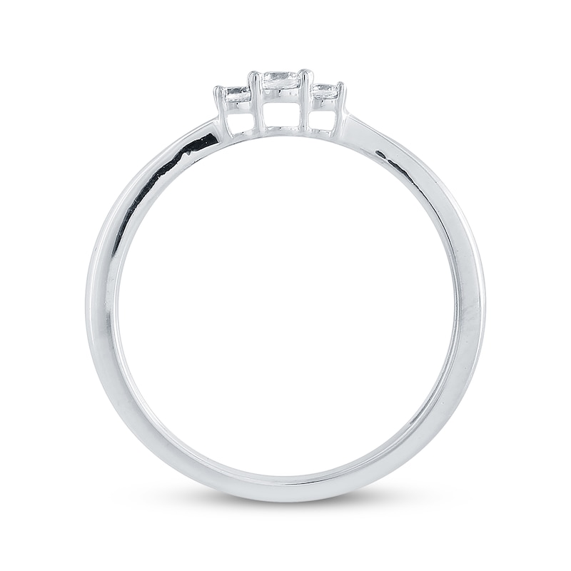 Diamond Three-Stone Stackable Ring 1/10 ct tw 10K White Gold