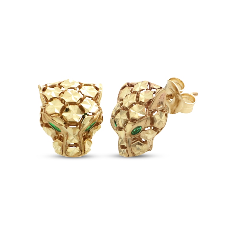 Main Image 1 of Italian Brilliance Diamond-Cut Panther Earrings 14K Yellow Gold