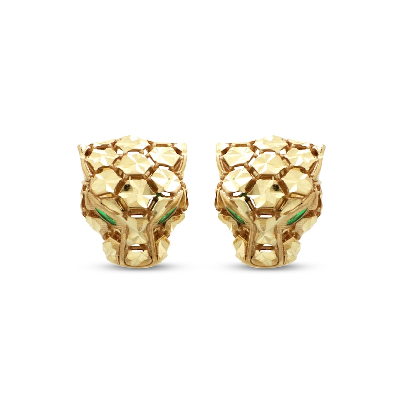 Main Image 2 of Italian Brilliance Diamond-Cut Panther Earrings 14K Yellow Gold