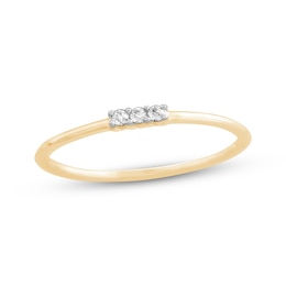 Diamond Three-Stone Stackable Ring 10K Yellow Gold