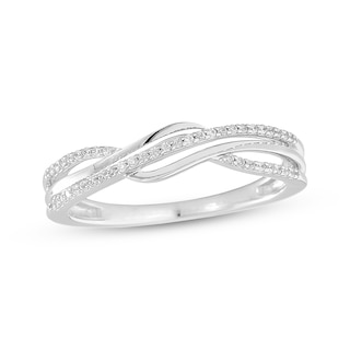 Diamond Wave Crossover Ring 1/8 ct tw 10K White Gold | Kay
