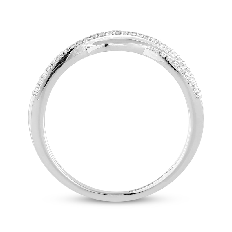 Main Image 2 of Diamond Wave Crossover Ring 1/8 ct tw 10K White Gold