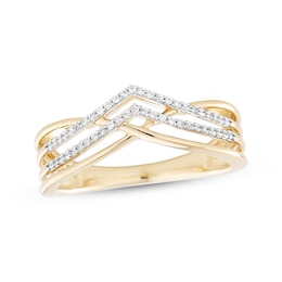 Diamond Crisscross Chevron Ring 1/6 ct tw 10K Yellow Gold
