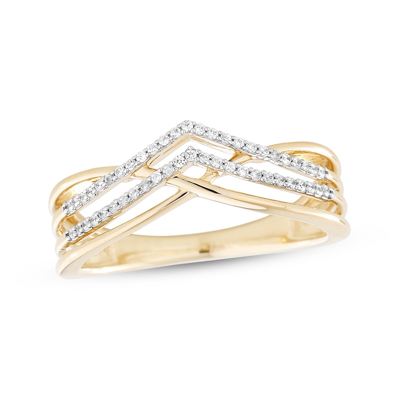Diamond Crisscross Chevron Ring 1/6 ct tw 10K Yellow Gold