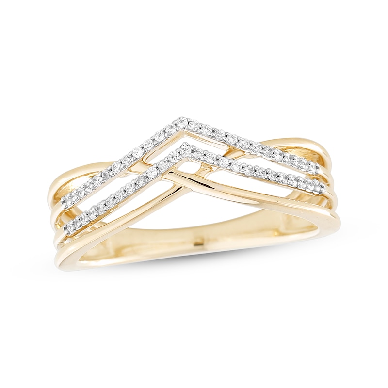 Main Image 1 of Diamond Crisscross Chevron Ring 1/6 ct tw 10K Yellow Gold