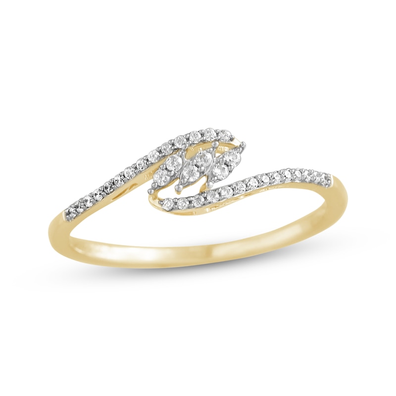 Multi-Diamond Dainty Bypass Ring 1/8 ct tw 10K Yellow Gold | Kay