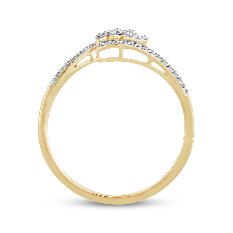 Multi-Diamond Dainty Bypass Ring 1/8 ct tw 10K Yellow Gold