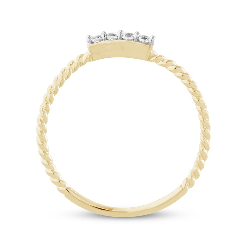 Diamond Four-Stone Stackable Rope Ring 1/20 ct tw 10K Yellow Gold