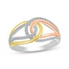 Thumbnail Image 0 of Diamond Interlocking Loop Ring 1/4 ct tw 10K Tri-Tone Gold