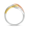 Thumbnail Image 1 of Diamond Interlocking Loop Ring 1/4 ct tw 10K Tri-Tone Gold