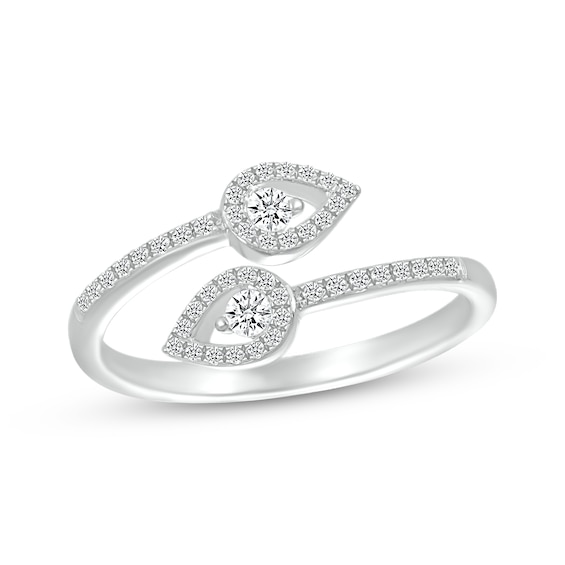 Diamond Bypass Pear Ring 1/4 ct tw 10K White Gold