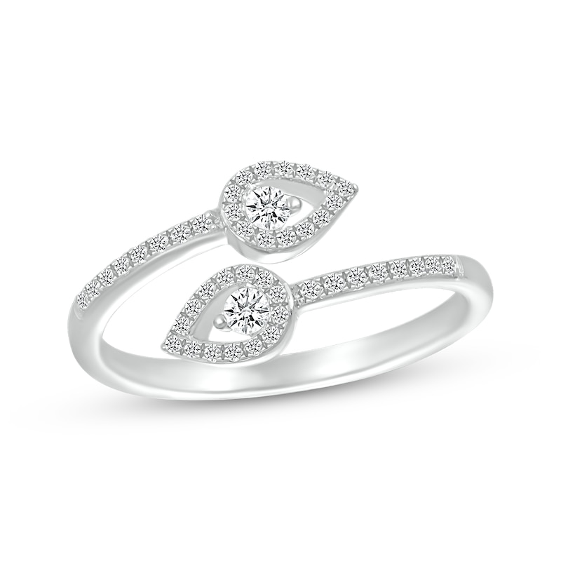 Diamond Bypass Pear Ring 1/4 ct tw 10K White Gold