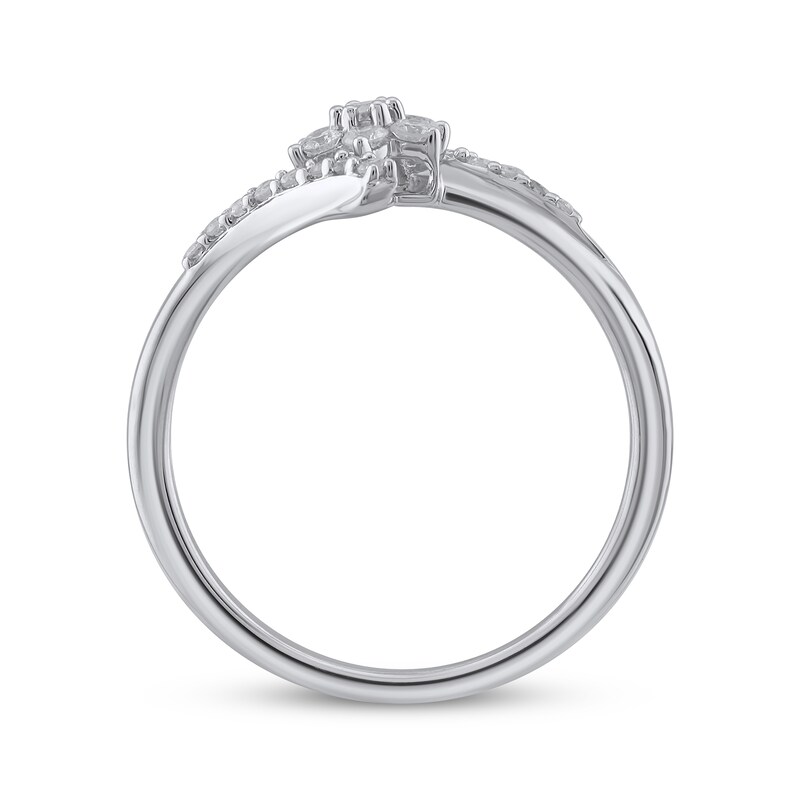 Diamond Flower Bypass Ring 1/4 ct tw Sterling Silver