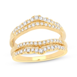 Diamond Scalloped Enhancer Ring 1/2 ct tw 14K Yellow Gold