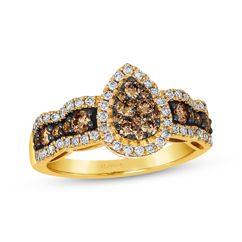 Main Image 1 of Le Vian Chocolate Waterfall Diamond Ring 1 ct tw 14K Honey Gold