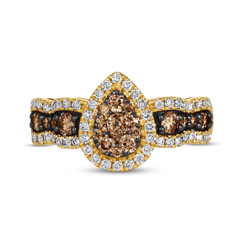 Main Image 4 of Le Vian Chocolate Waterfall Diamond Ring 1 ct tw 14K Honey Gold