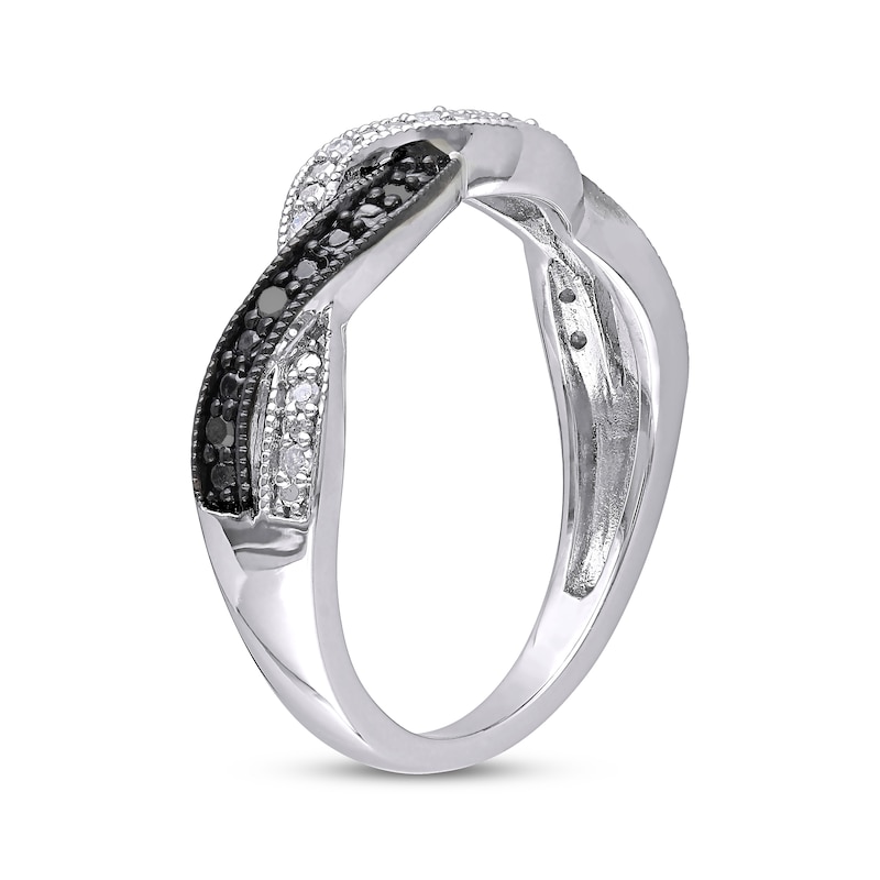 Main Image 2 of Black & White Diamond Twist Ring 1/10 ct tw Sterling Silver