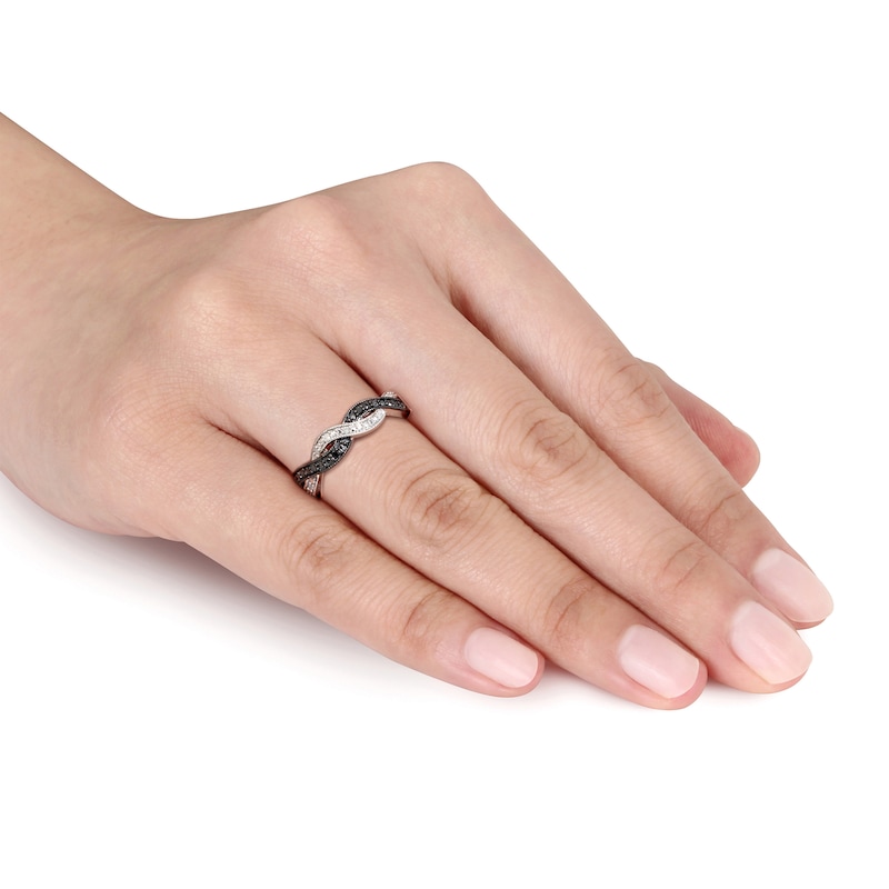 Main Image 3 of Black & White Diamond Twist Ring 1/10 ct tw Sterling Silver