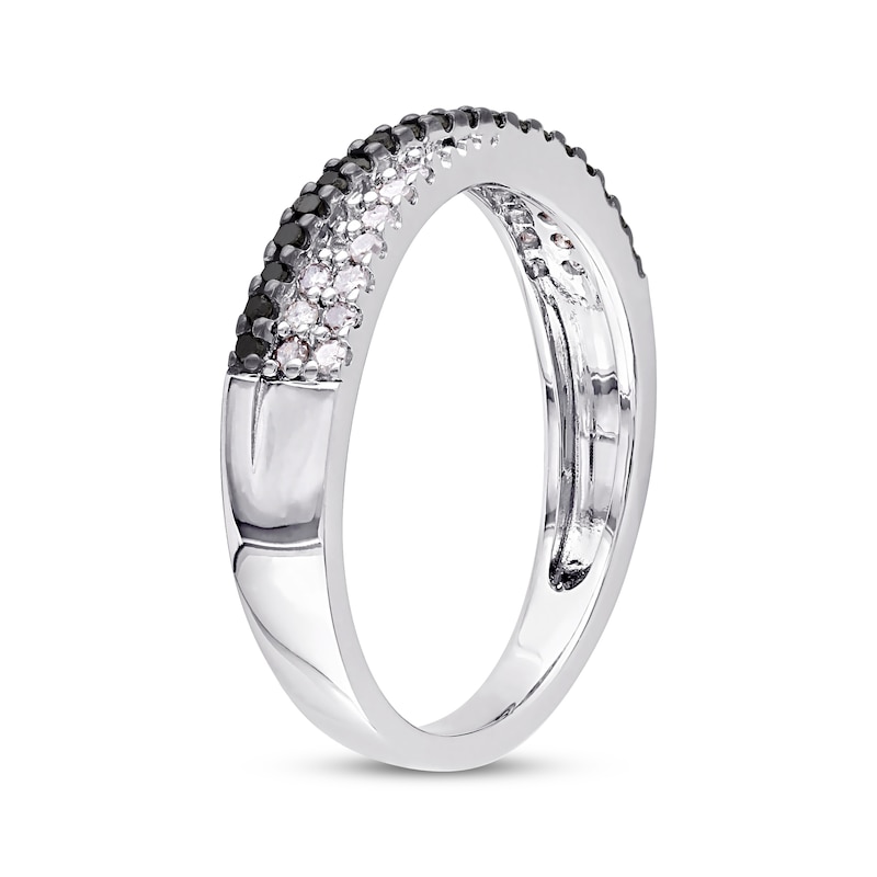 Main Image 2 of Black & White Diamond Crossover Ring 1/4 ct tw Sterling Silver