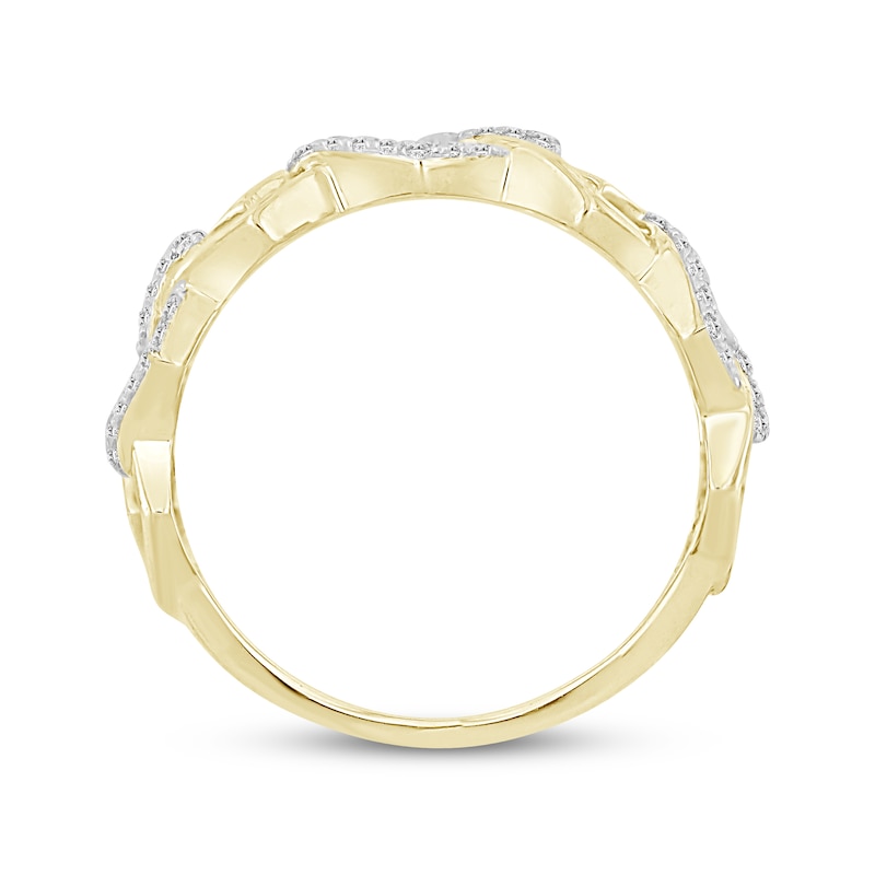 Main Image 3 of Diamond Linked Hearts Ring 1/6 ct tw 10K Yellow Gold