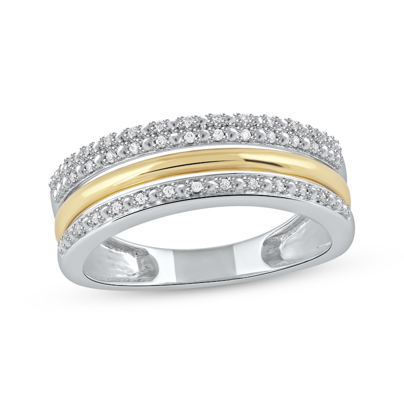 Diamond Stack Ring 1/10 ct tw Sterling Silver & 10K Yellow Gold
